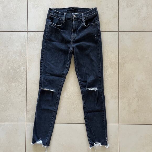 J Brand ALANA Ashes Destruct (Black Distressed) High Waisted Jeans Size 27 - Picture 1 of 8